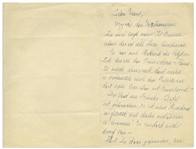 Elsa Einstein Autograph Letter Signed, Circa 1934 -- ''...The mast of Albert's boat broke. He is without a sailboat and therefore feels abandoned and lonely. He sculls like mad...''